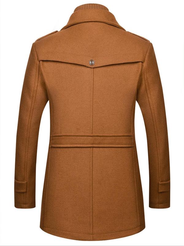 🧥 Men's Solid Button Front 2-in-1 Lapel Overcoat – Casual Long Sleeve Coat for Fall & Winter