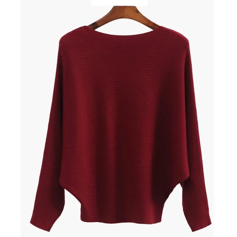 ✨ Women’s Boat Neck Sweater | Bat Sleeve Knitted Pullover 🧶