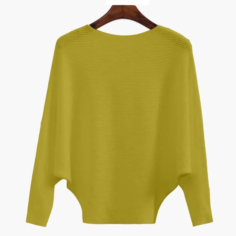 ✨ Women’s Boat Neck Sweater | Bat Sleeve Knitted Pullover 🧶