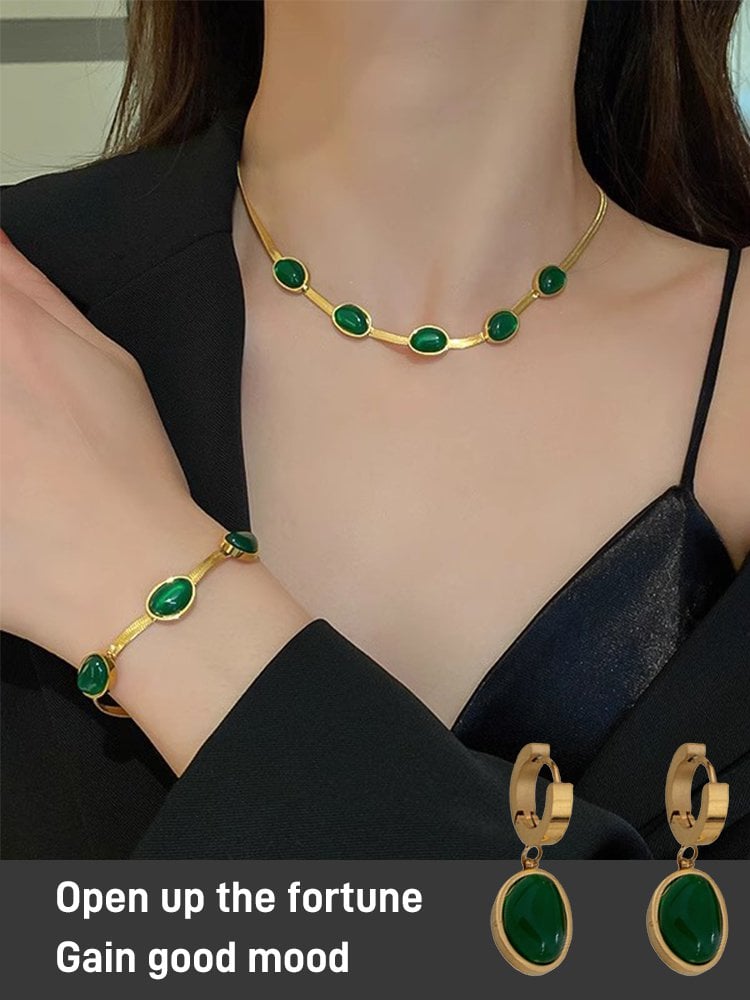 ✨ Emerald Jewelry Set | Necklace, Earrings & Bracelet | 3-Piece Set 💚