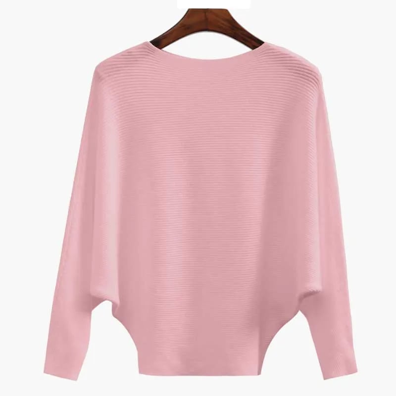 ✨ Women’s Boat Neck Sweater | Bat Sleeve Knitted Pullover 🧶