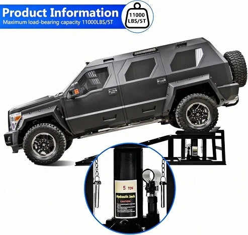 2 Pack Hydraulic Car Ramps – 5T / 11060 lbs Capacity, Heavy-Duty Vehicle Lift Ramps for Garage Repair & Maintenance