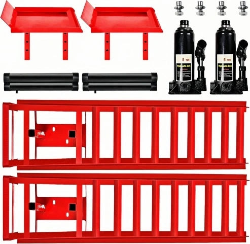 2 Pack Hydraulic Car Ramps – 5T / 11060 lbs Capacity, Heavy-Duty Vehicle Lift Ramps for Garage Repair & Maintenance