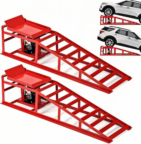 2 Pack Hydraulic Car Ramps – 5T / 11060 lbs Capacity, Heavy-Duty Vehicle Lift Ramps for Garage Repair & Maintenance