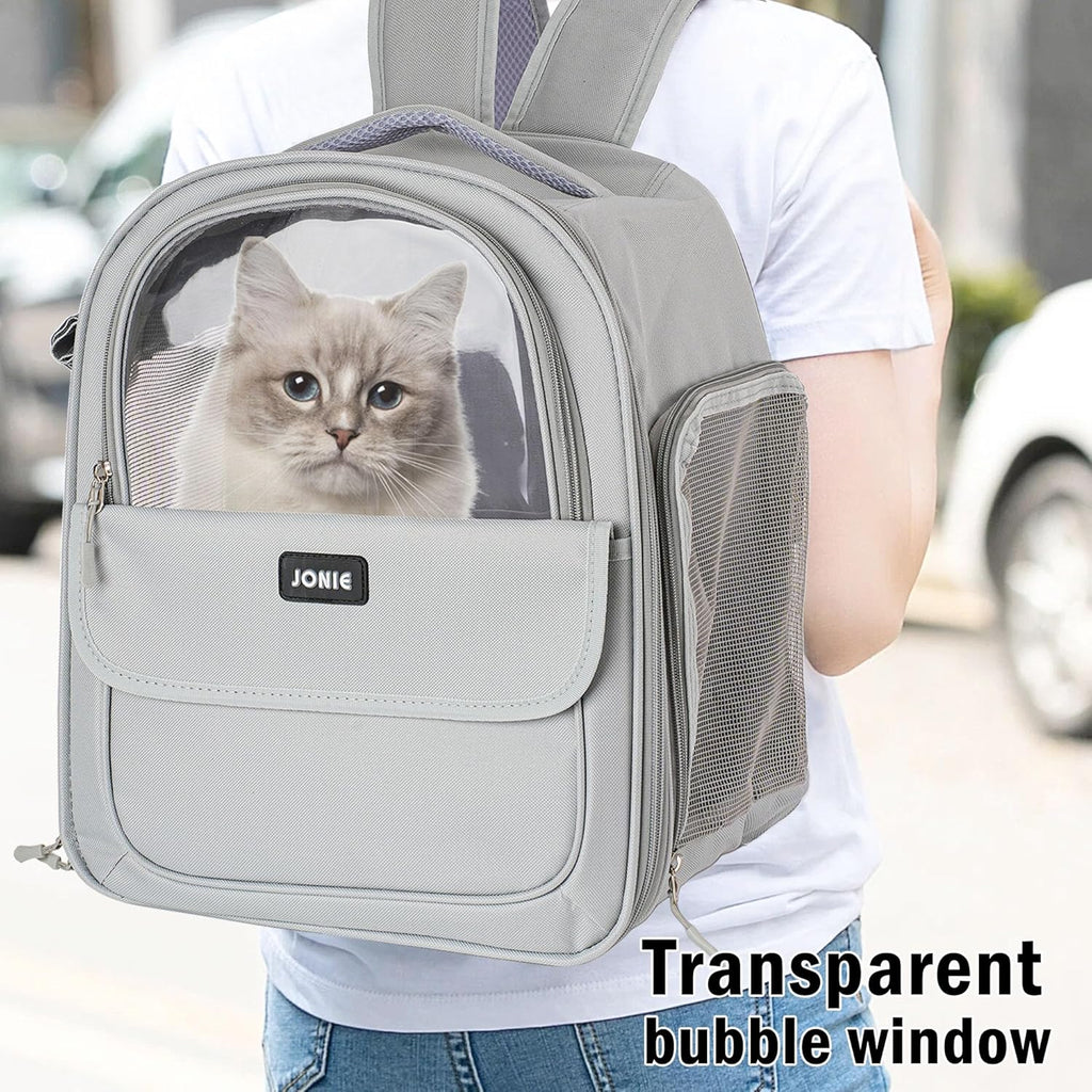 👍Cat Backpack Carrier for Large Cats up to 15lbs Pet Travel Backpack with Transparent Window Mesh Ventilated Portable Dog Cat Bag for Outdoor Hiking Mochila para Gatos transportadora mascota