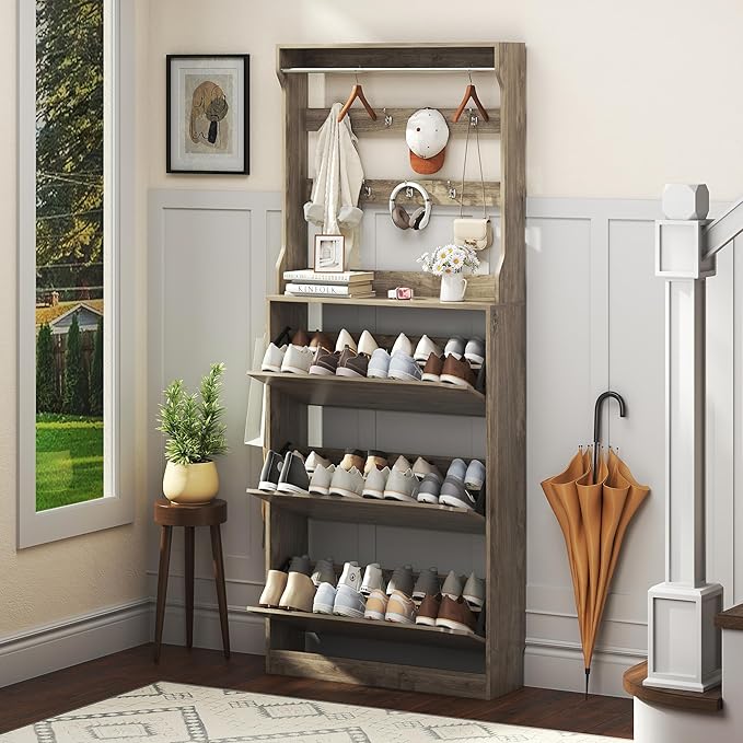 Ez Thin Wooden Shoe Rack – 3 Doors