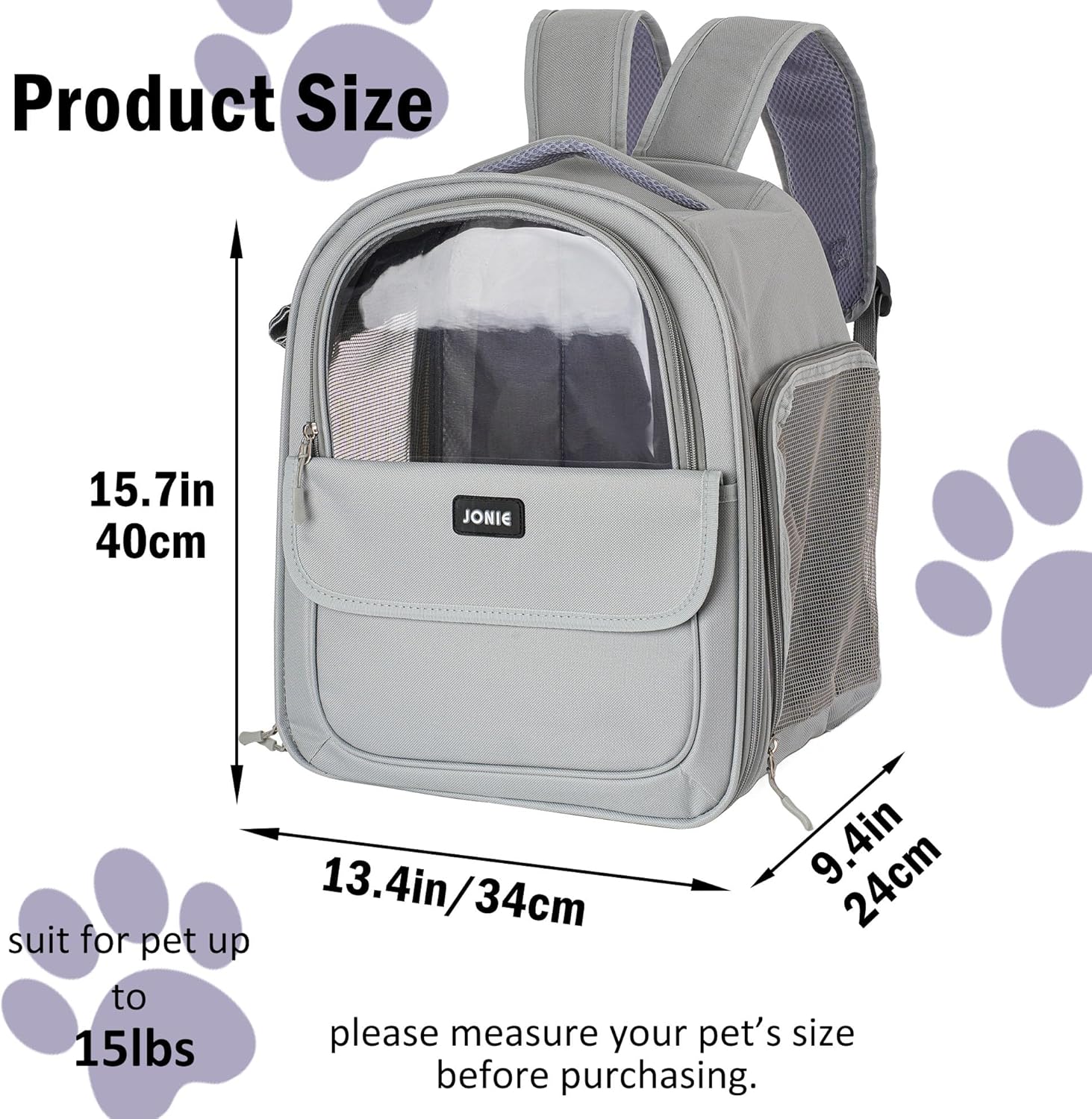👍Cat Backpack Carrier for Large Cats up to 15lbs Pet Travel Backpack with Transparent Window Mesh Ventilated Portable Dog Cat Bag for Outdoor Hiking Mochila para Gatos transportadora mascota