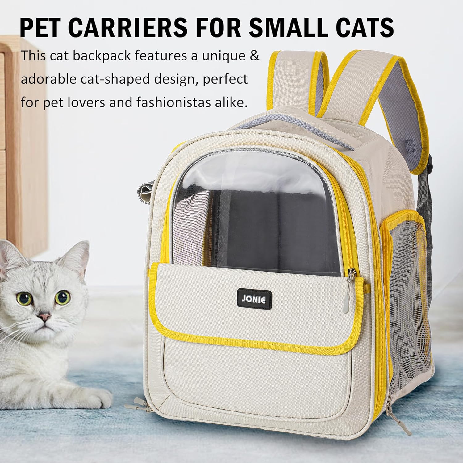 👍Cat Backpack Carrier for Large Cats up to 15lbs Pet Travel Backpack with Transparent Window Mesh Ventilated Portable Dog Cat Bag for Outdoor Hiking Mochila para Gatos transportadora mascota