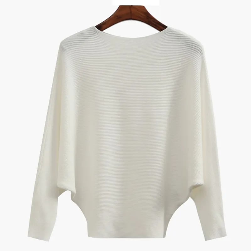 ✨ Women’s Boat Neck Sweater | Bat Sleeve Knitted Pullover 🧶