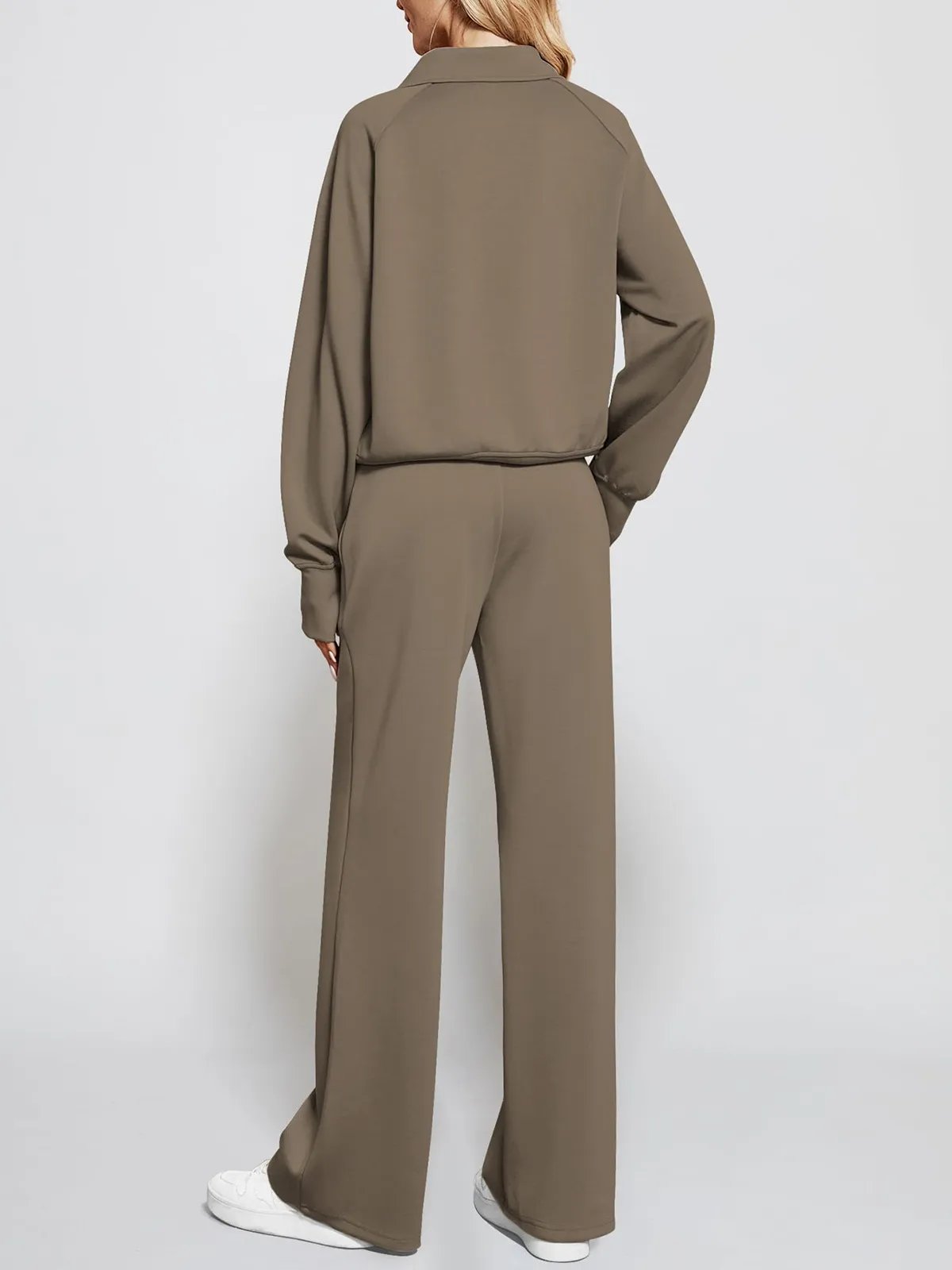 Limited time sale🔥Women's Oversized Half Zip Wide Leg 2 Piece Outfits Lounge Set(BUY 2 FREE SHIPPING)