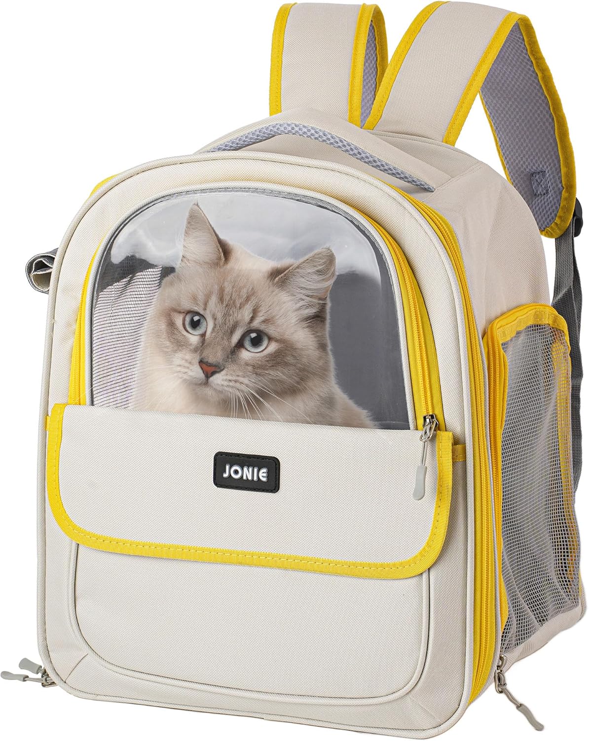 👍Cat Backpack Carrier for Large Cats up to 15lbs Pet Travel Backpack with Transparent Window Mesh Ventilated Portable Dog Cat Bag for Outdoor Hiking Mochila para Gatos transportadora mascota