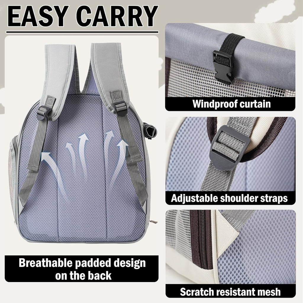 👍Cat Backpack Carrier for Large Cats up to 15lbs Pet Travel Backpack with Transparent Window Mesh Ventilated Portable Dog Cat Bag for Outdoor Hiking Mochila para Gatos transportadora mascota