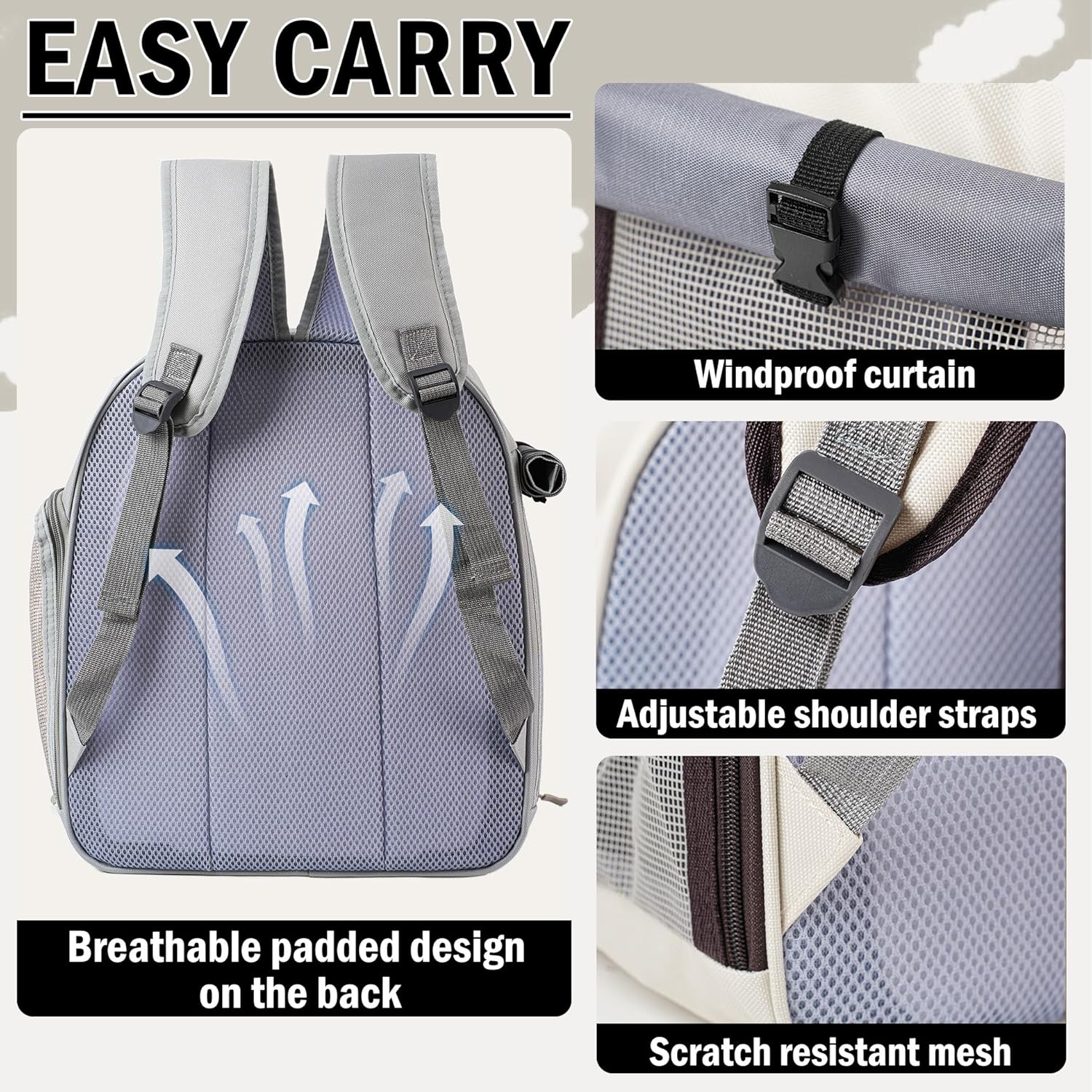 👍Cat Backpack Carrier for Large Cats up to 15lbs Pet Travel Backpack with Transparent Window Mesh Ventilated Portable Dog Cat Bag for Outdoor Hiking Mochila para Gatos transportadora mascota