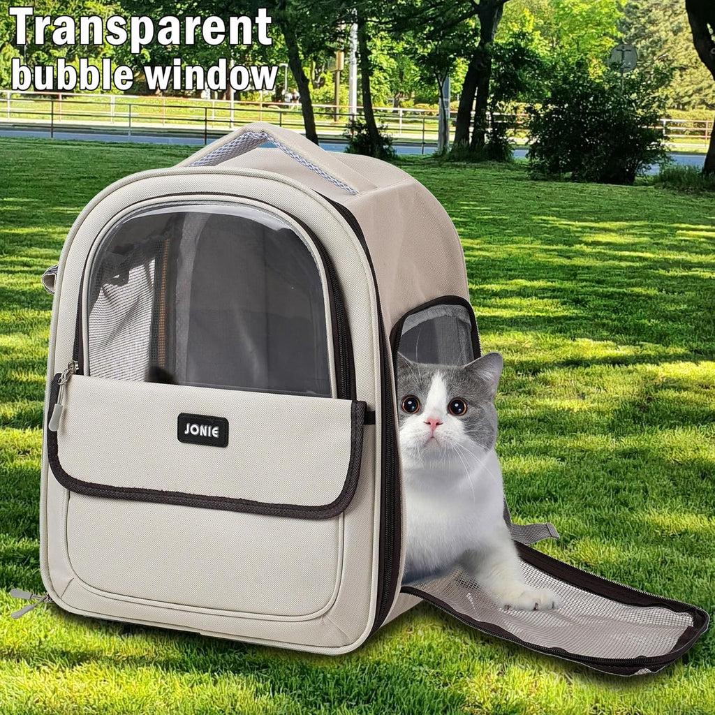👍Cat Backpack Carrier for Large Cats up to 15lbs Pet Travel Backpack with Transparent Window Mesh Ventilated Portable Dog Cat Bag for Outdoor Hiking Mochila para Gatos transportadora mascota