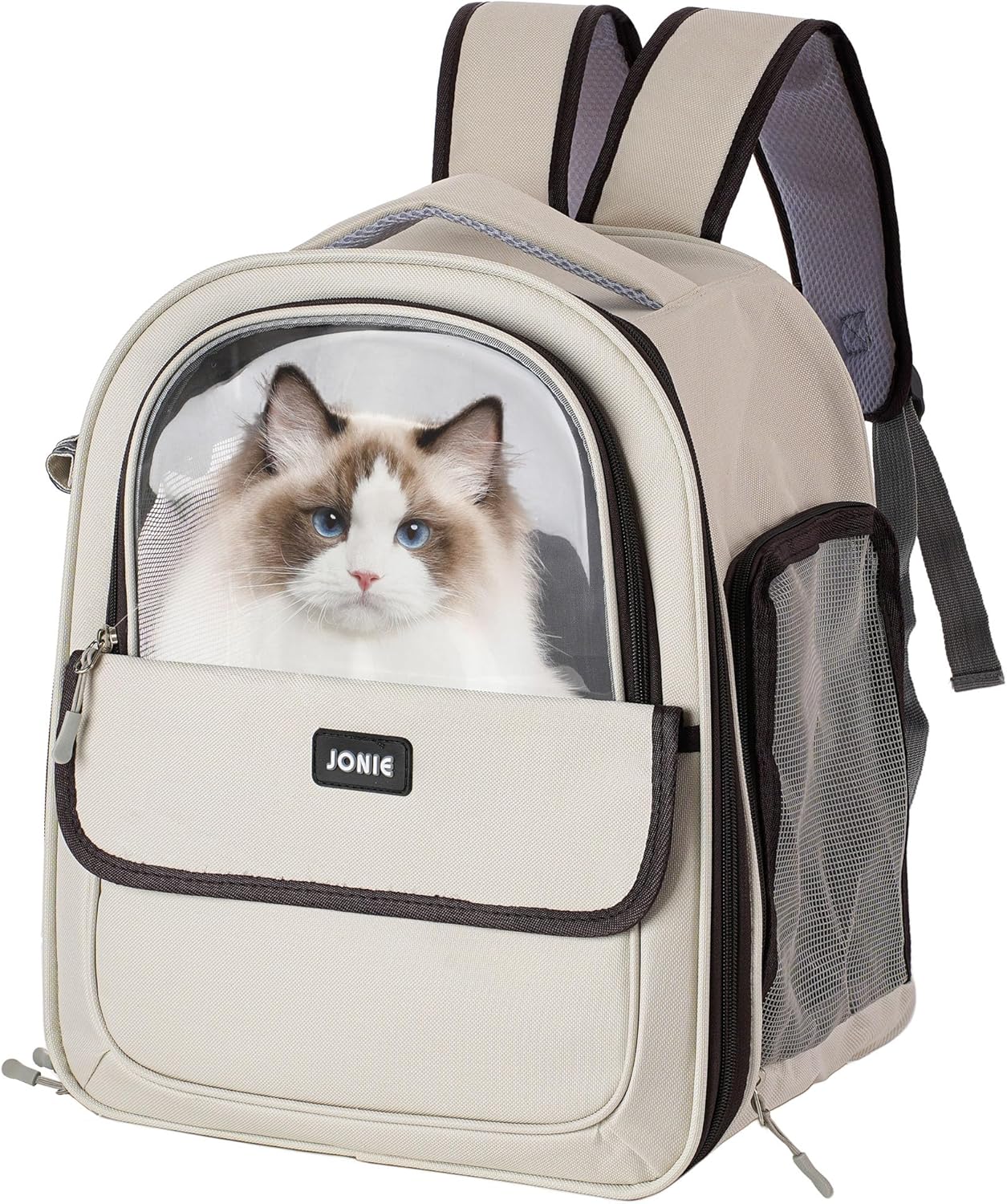 👍Cat Backpack Carrier for Large Cats up to 15lbs Pet Travel Backpack with Transparent Window Mesh Ventilated Portable Dog Cat Bag for Outdoor Hiking Mochila para Gatos transportadora mascota