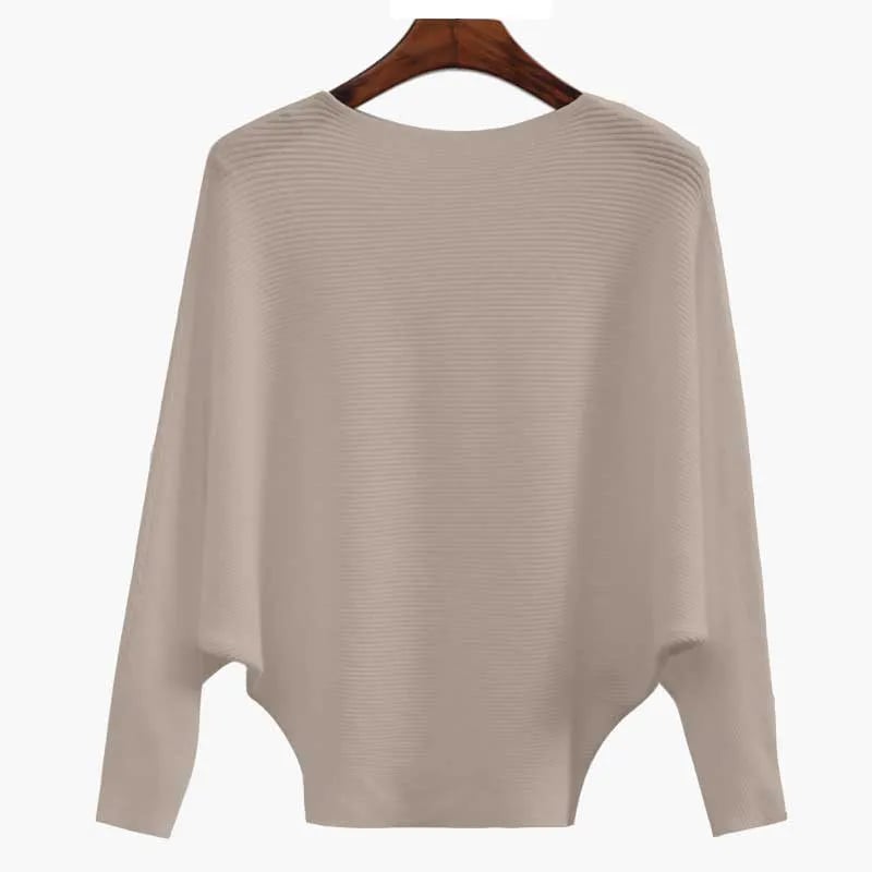 ✨ Women’s Boat Neck Sweater | Bat Sleeve Knitted Pullover 🧶
