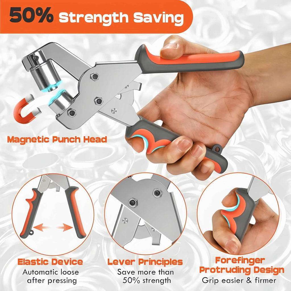 🔥 50% OFF TODAY🔥🛠️ Heavy-Duty Grommet Plier | 3/8" Eyelet Tool Kit with 200pcs Grommets