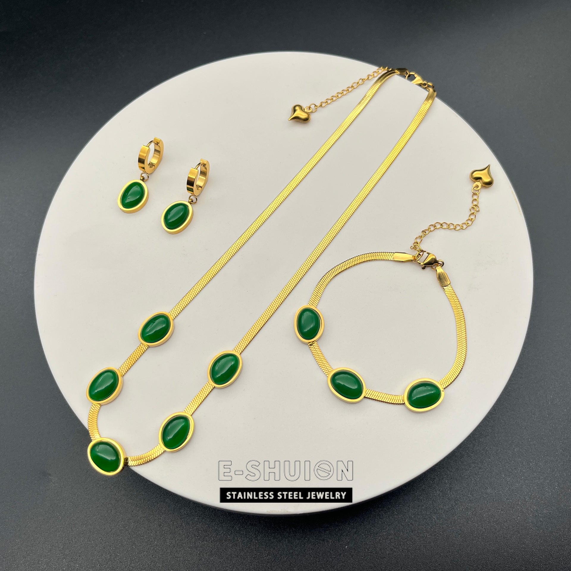 ✨ Emerald Jewelry Set | Necklace, Earrings & Bracelet | 3-Piece Set 💚