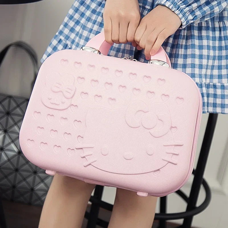 👍Hello Kitty Suitcase Kawaii Cute Large Capacity Portable Travel Luggage Cartoon Cosmetic Case Outdoor Handbag Makeup Luggage