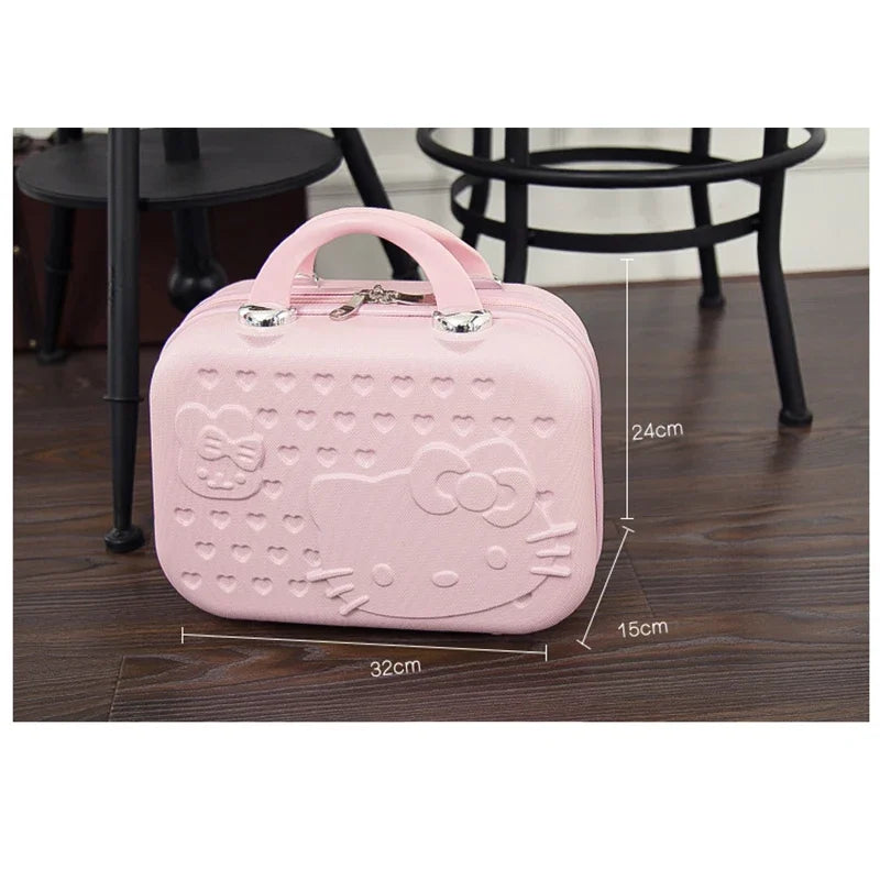 👍Hello Kitty Suitcase Kawaii Cute Large Capacity Portable Travel Luggage Cartoon Cosmetic Case Outdoor Handbag Makeup Luggage