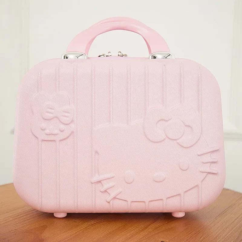 👍Hello Kitty Suitcase Kawaii Cute Large Capacity Portable Travel Luggage Cartoon Cosmetic Case Outdoor Handbag Makeup Luggage