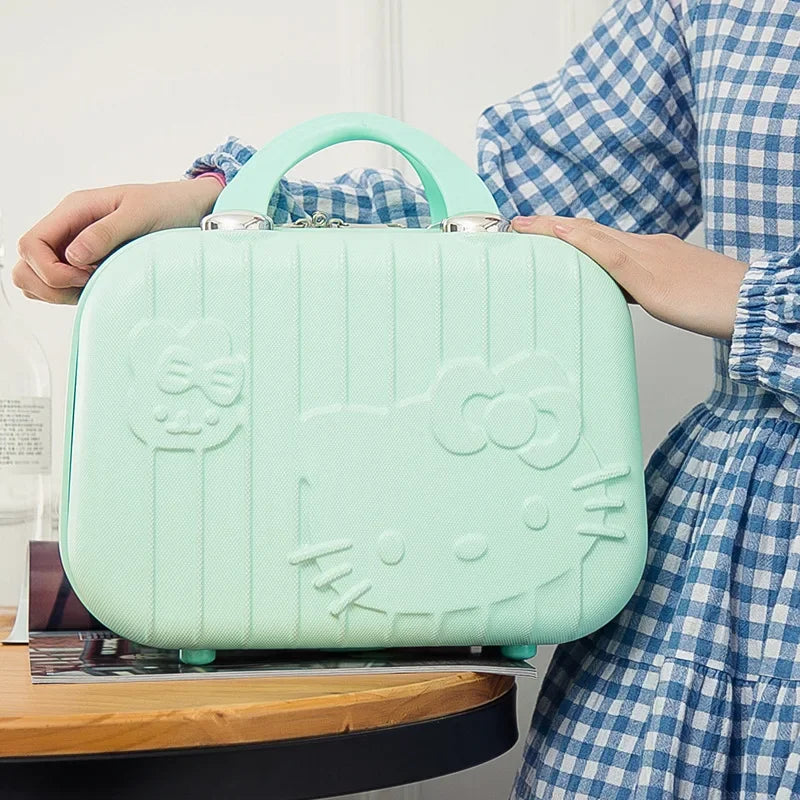 👍Hello Kitty Suitcase Kawaii Cute Large Capacity Portable Travel Luggage Cartoon Cosmetic Case Outdoor Handbag Makeup Luggage