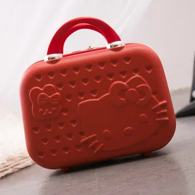 👍Hello Kitty Suitcase Kawaii Cute Large Capacity Portable Travel Luggage Cartoon Cosmetic Case Outdoor Handbag Makeup Luggage