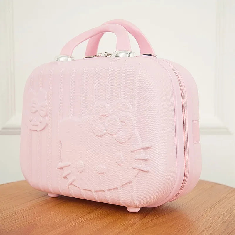 👍Hello Kitty Suitcase Kawaii Cute Large Capacity Portable Travel Luggage Cartoon Cosmetic Case Outdoor Handbag Makeup Luggage