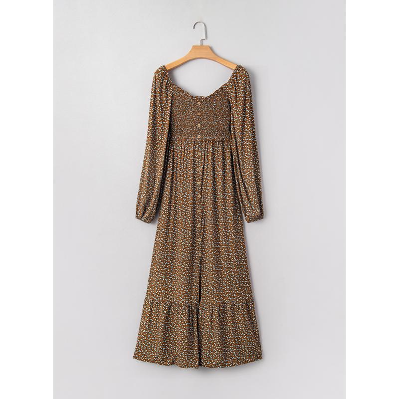 ✨ Boho Sundress – Long Sleeve Square Neck –50%