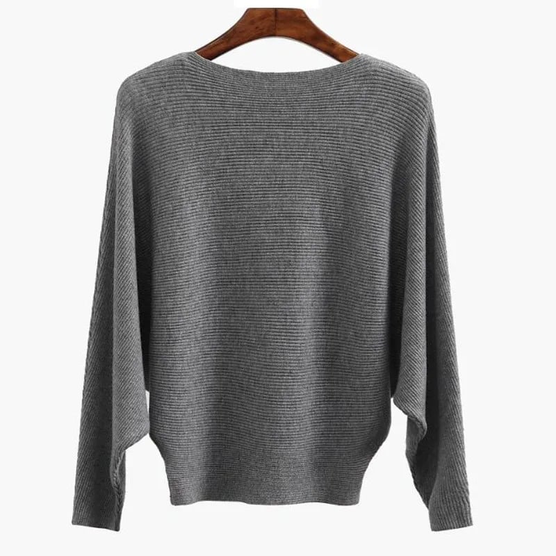 ✨ Women’s Boat Neck Sweater | Bat Sleeve Knitted Pullover 🧶