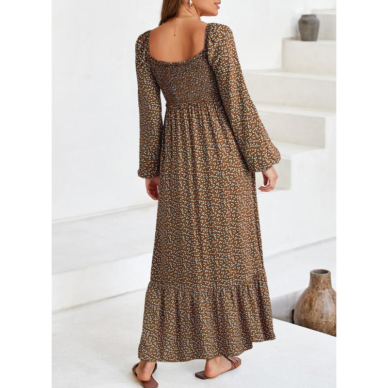 ✨ Boho Sundress – Long Sleeve Square Neck –50%