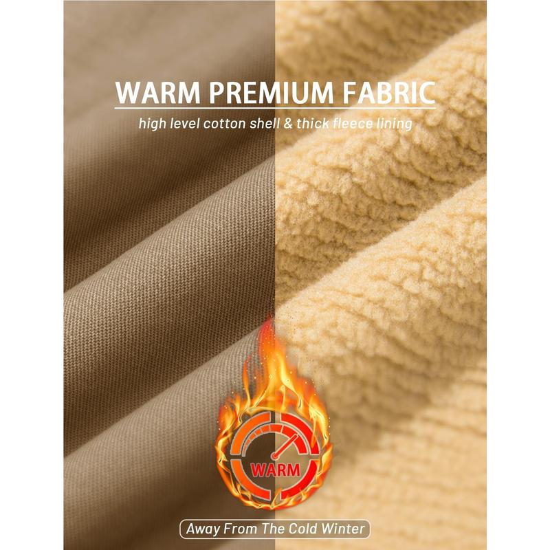 🧥 Men's Sherpa Lined Trucker Jacket, Warm Fleece Casual Coat with Multi Pockets, Long Sleeve Cotton Outerwear for Fall & Winter