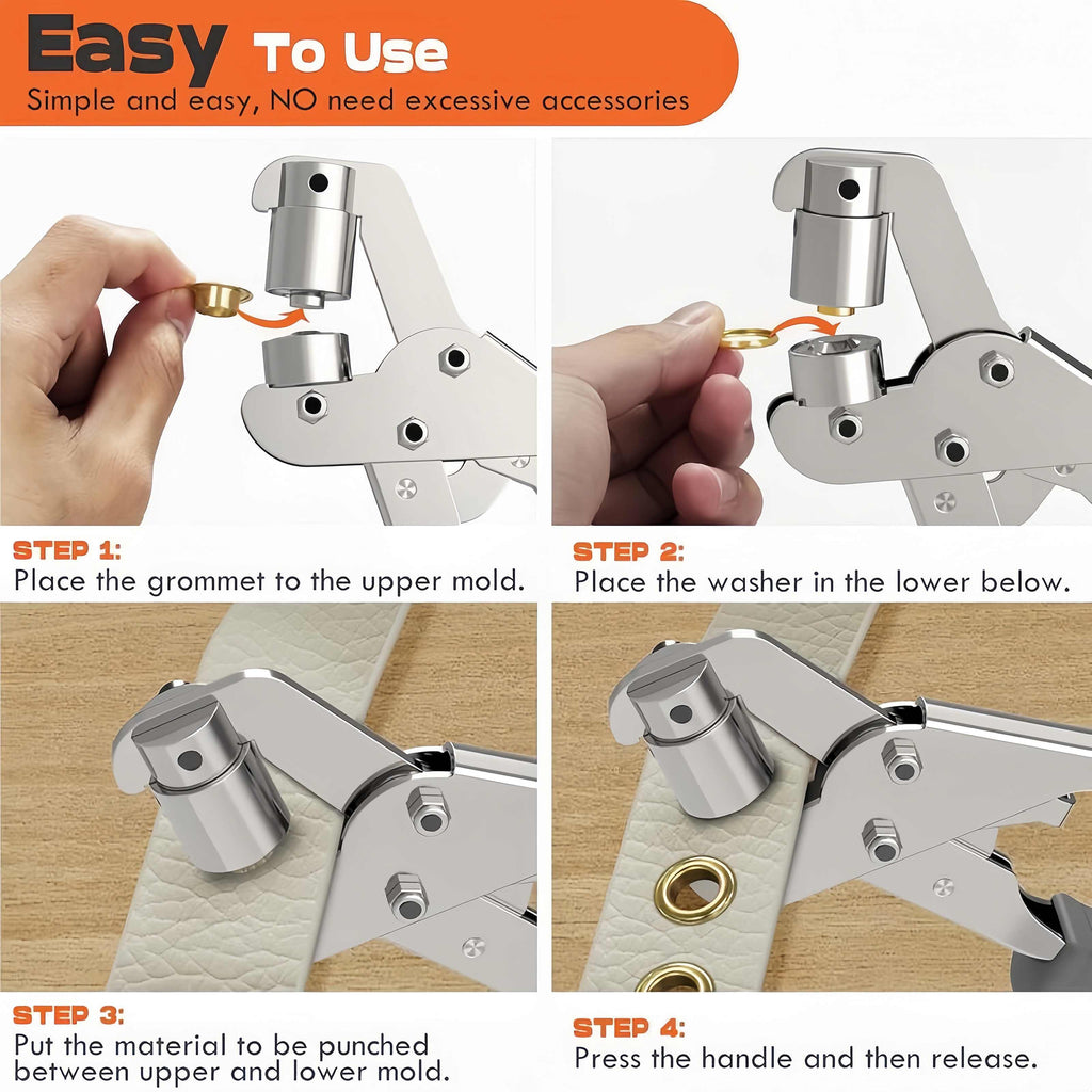 🔥 50% OFF TODAY🔥🛠️ Heavy-Duty Grommet Plier | 3/8" Eyelet Tool Kit with 200pcs Grommets