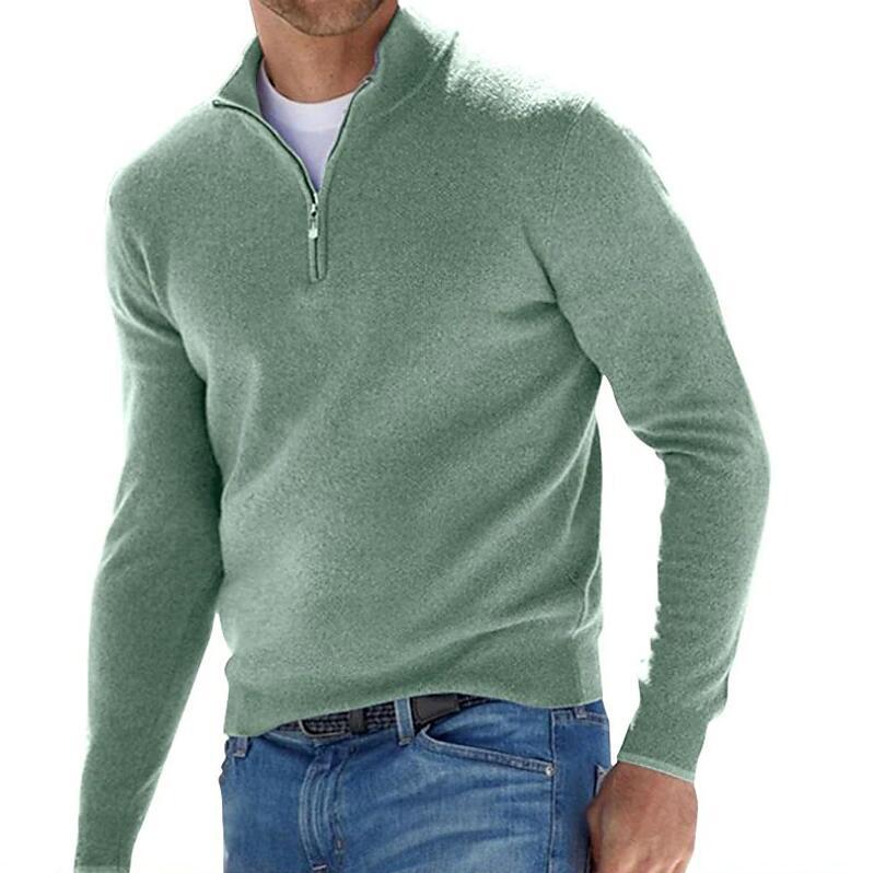 🧶 Men's Quarter Zip Mock Neck Sweater, Slim Fit Lightweight Pullover, Casual Long Sleeve Knitwear for Fall Outfits