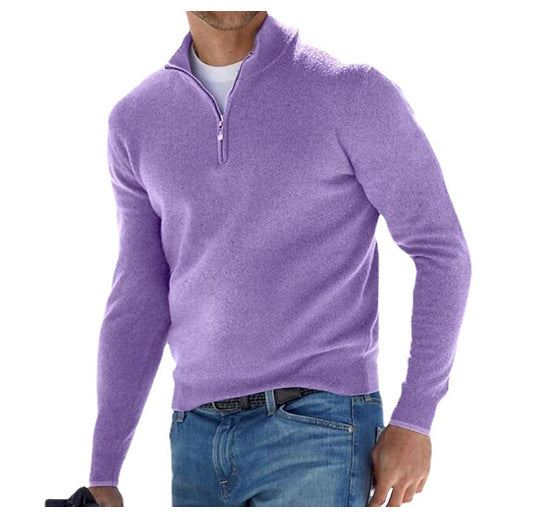 🧶 Men's Quarter Zip Mock Neck Sweater, Slim Fit Lightweight Pullover, Casual Long Sleeve Knitwear for Fall Outfits