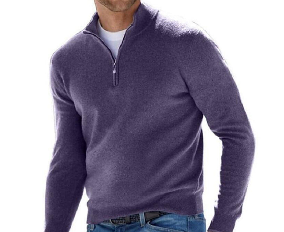 🧶 Men's Quarter Zip Mock Neck Sweater, Slim Fit Lightweight Pullover, Casual Long Sleeve Knitwear for Fall Outfits