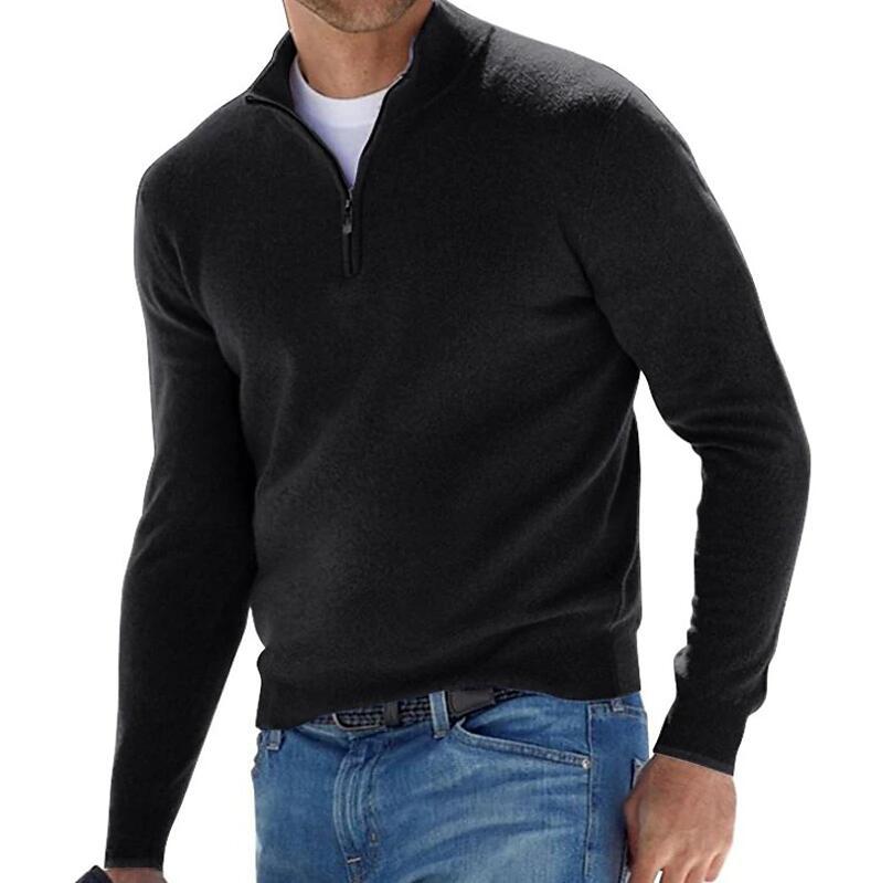 🧶 Men's Quarter Zip Mock Neck Sweater, Slim Fit Lightweight Pullover, Casual Long Sleeve Knitwear for Fall Outfits