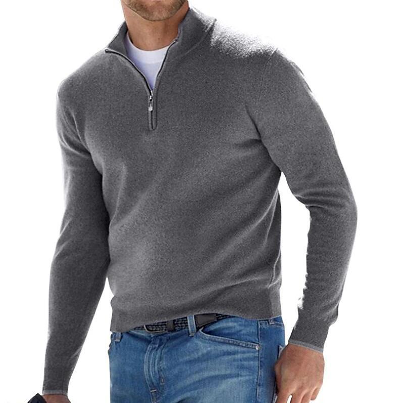 🧶 Men's Quarter Zip Mock Neck Sweater, Slim Fit Lightweight Pullover, Casual Long Sleeve Knitwear for Fall Outfits