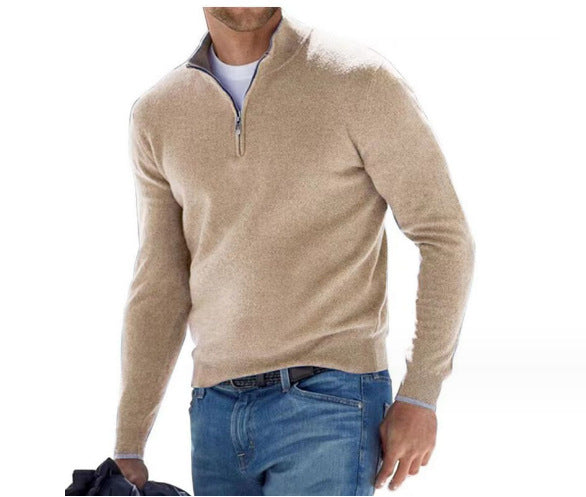 🧶 Men's Quarter Zip Mock Neck Sweater, Slim Fit Lightweight Pullover, Casual Long Sleeve Knitwear for Fall Outfits